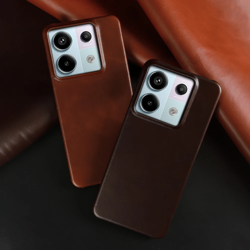 Funda de teléfono de cuero genuino con cera de aceite hecha a mano para Xiaomi Redmi Note 13Pro 5G Mi13 Pro Note12Pro Note11Pro fundas de teléfono Coque - imagen 4