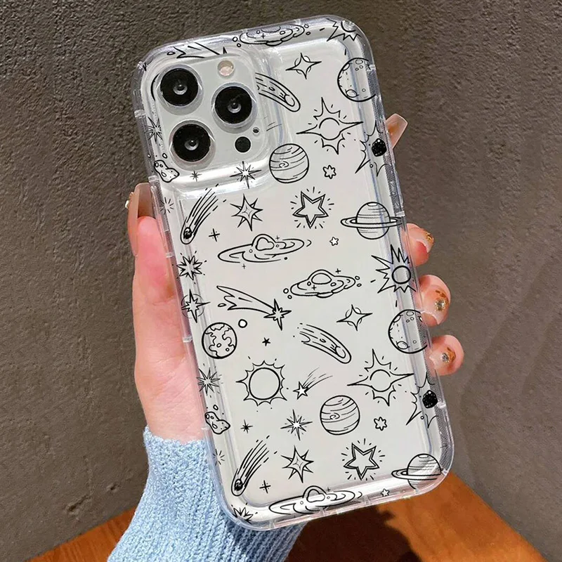 Funda A55 para Samsung Galaxy A16 A15 A35 A53 A14 A54 A34 4G S21FE S22 S23 S24 S25 funda de teléfono Ultra transparente con estampado de estrellas plateadas - imagen 5