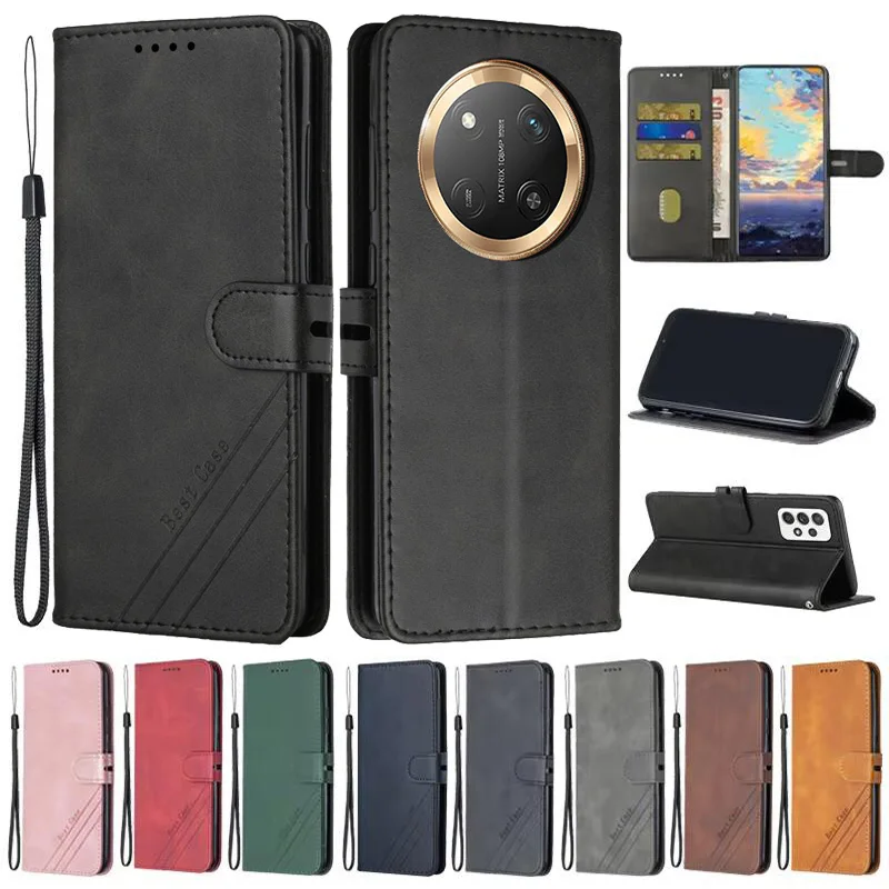 Para Honor Magic 7 Lite Funda de cuero con tapa para Coque Honor Magic7 lite Magic 7 6 Pro 6Lite funda de teléfono tipo billetera magnética - imagen 2