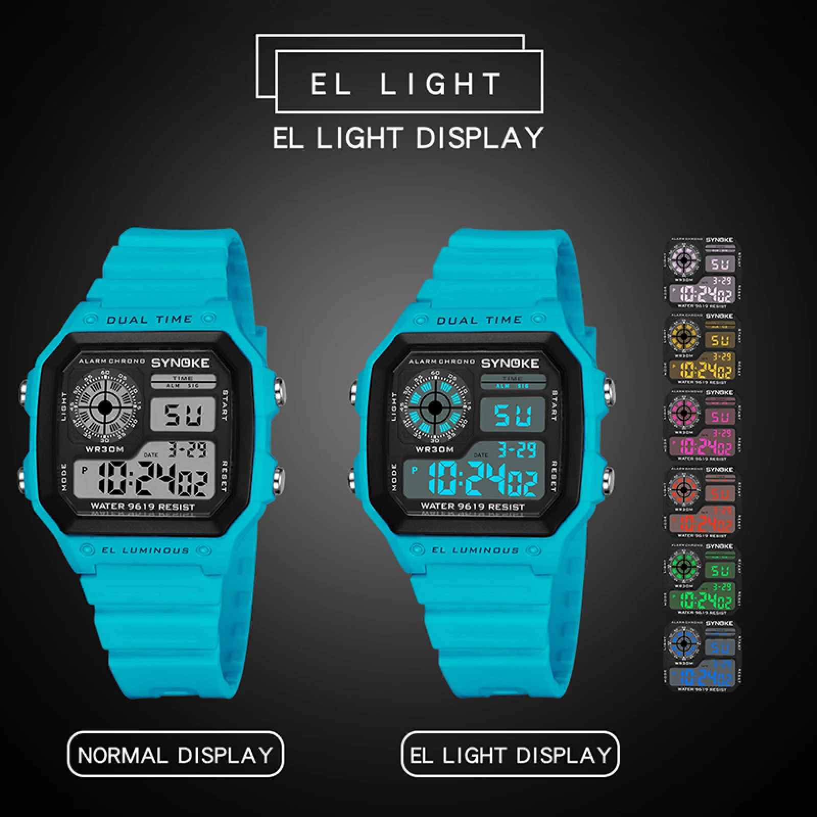 9619 Pantalla de fecha impermeable deportiva de lujo electrónica
Reloj LED colorido luminoso digital reloj de pulsera para estudiantes para niños - imagen 2