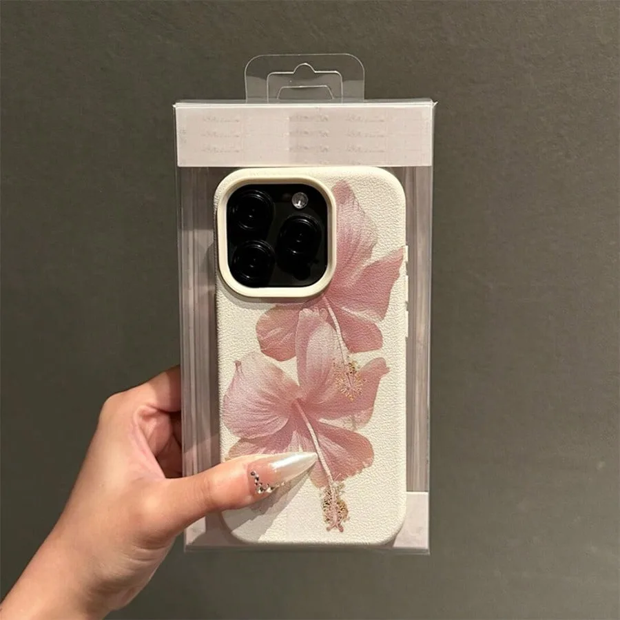 Funda de teléfono rosa Hibiscus elegante de alta estética para iPhone 17 16 Pro Max 15 14 13 12 11 XS X XR 16e 16Plus 17Air cubierta anticaída - imagen 2