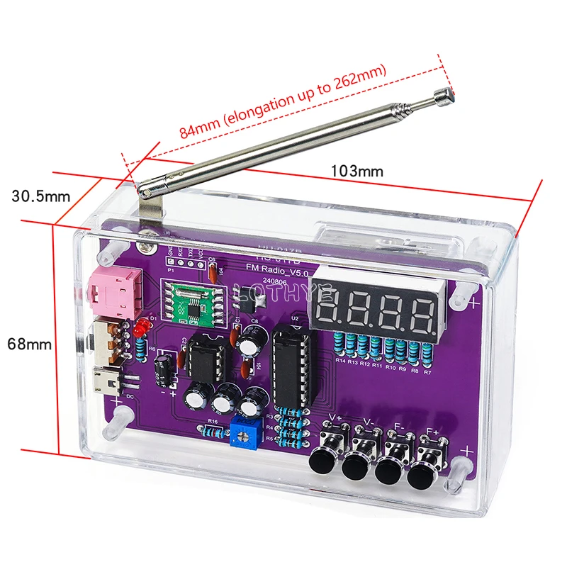 Kit de fabricación de Radio FM RDA5807S, Kit electrónico DIY, receptor de 87-108MHz, entrenamiento de enseñanza, ensamblaje de soldadura de componentes electrónicos