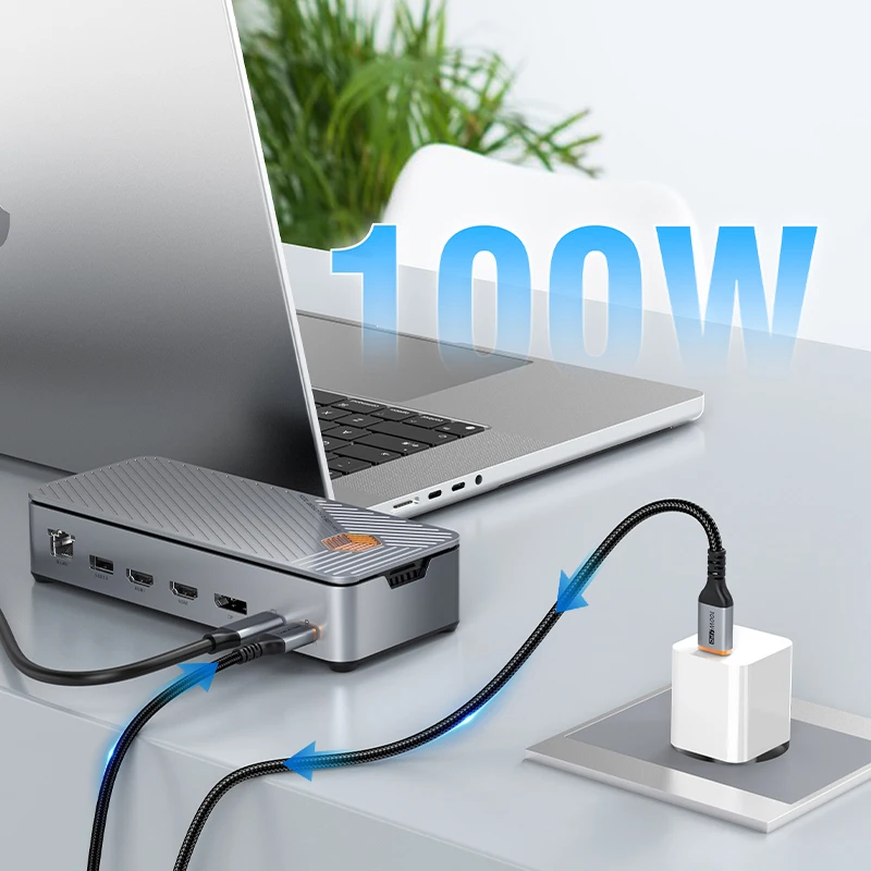 CABLETIME USB C estación de acoplamiento tipo C 8K Dock C Hub a HDMI DP USB 3,2 1000Mbps PD 100W 10Gbps M.2 SSD para MacBook Dell portátil - imagen 5