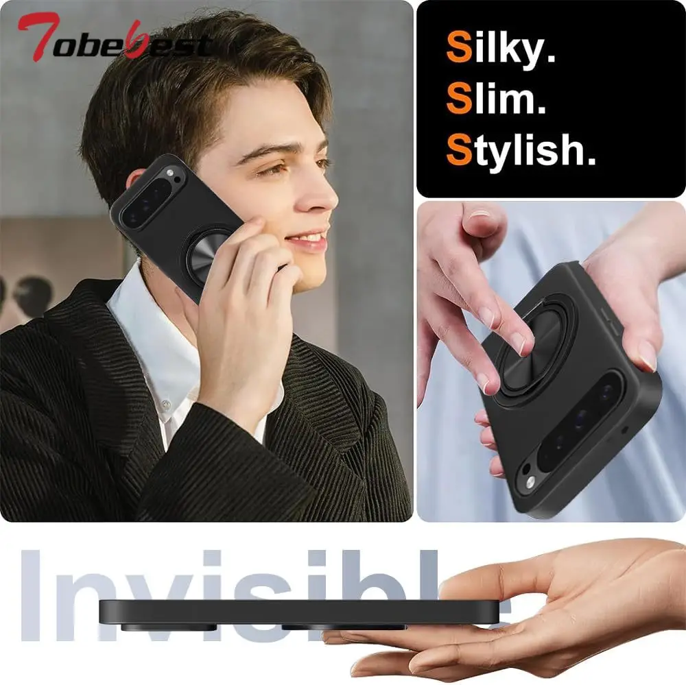 Funda de silicona líquida con soporte magnético giratorio de 360 grados para Google PIXEL10 9 9A 8 8A 7 7A 6 6A Pro XL cubierta trasera suave - imagen 5