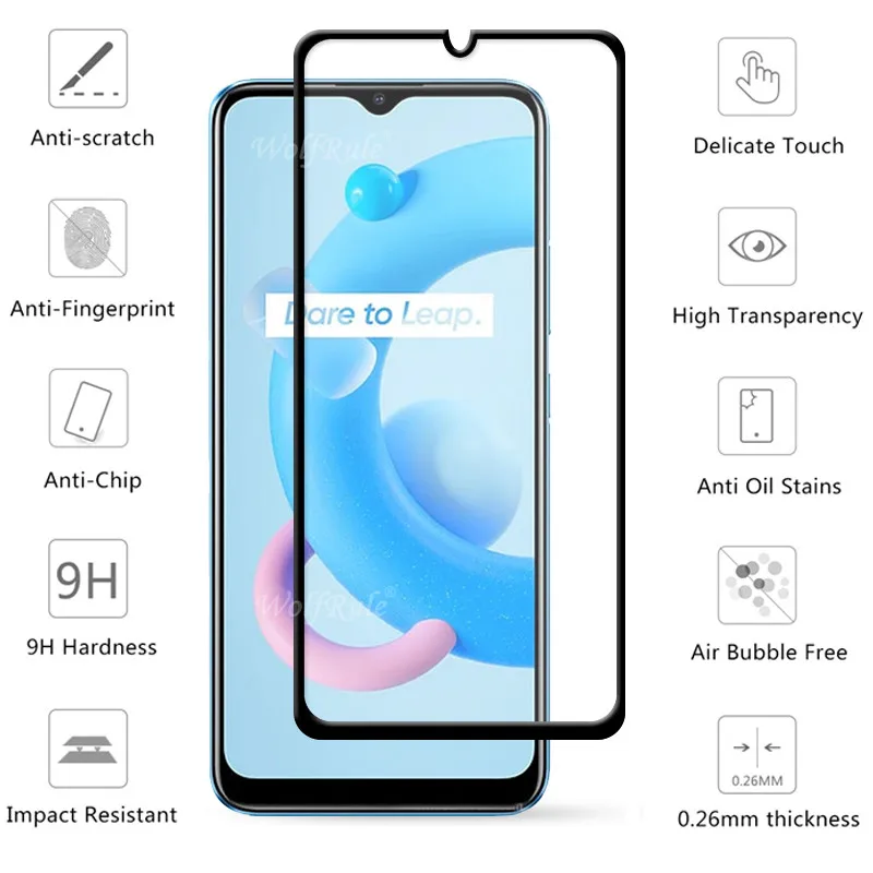 4 en 1 para OPPO Realme C20 vidrio para Realme C20 vidrio templado cubierta completa pegamento Protector de pantalla para OPPO Realme C20 lente vidrio - imagen 3