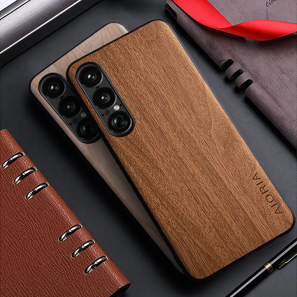 Funda para Sony Xperia 1 VII VI V IV III 5G funda trasera con patrón de madera de bambú para sony xperia 1 vii vi v iv iii funda capa