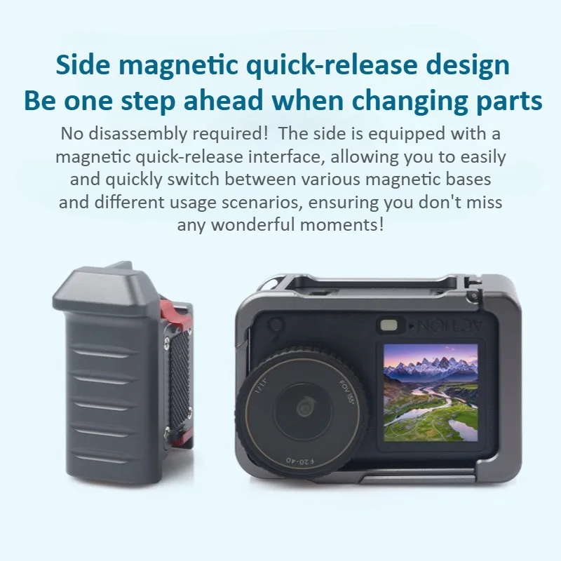 Kit de fotografía callejera con jaula para cámara para DJI Osmo Action 6, soporte de marco de aluminio con mango de repuesto, accesorios para cámaras deportivas - imagen 3
