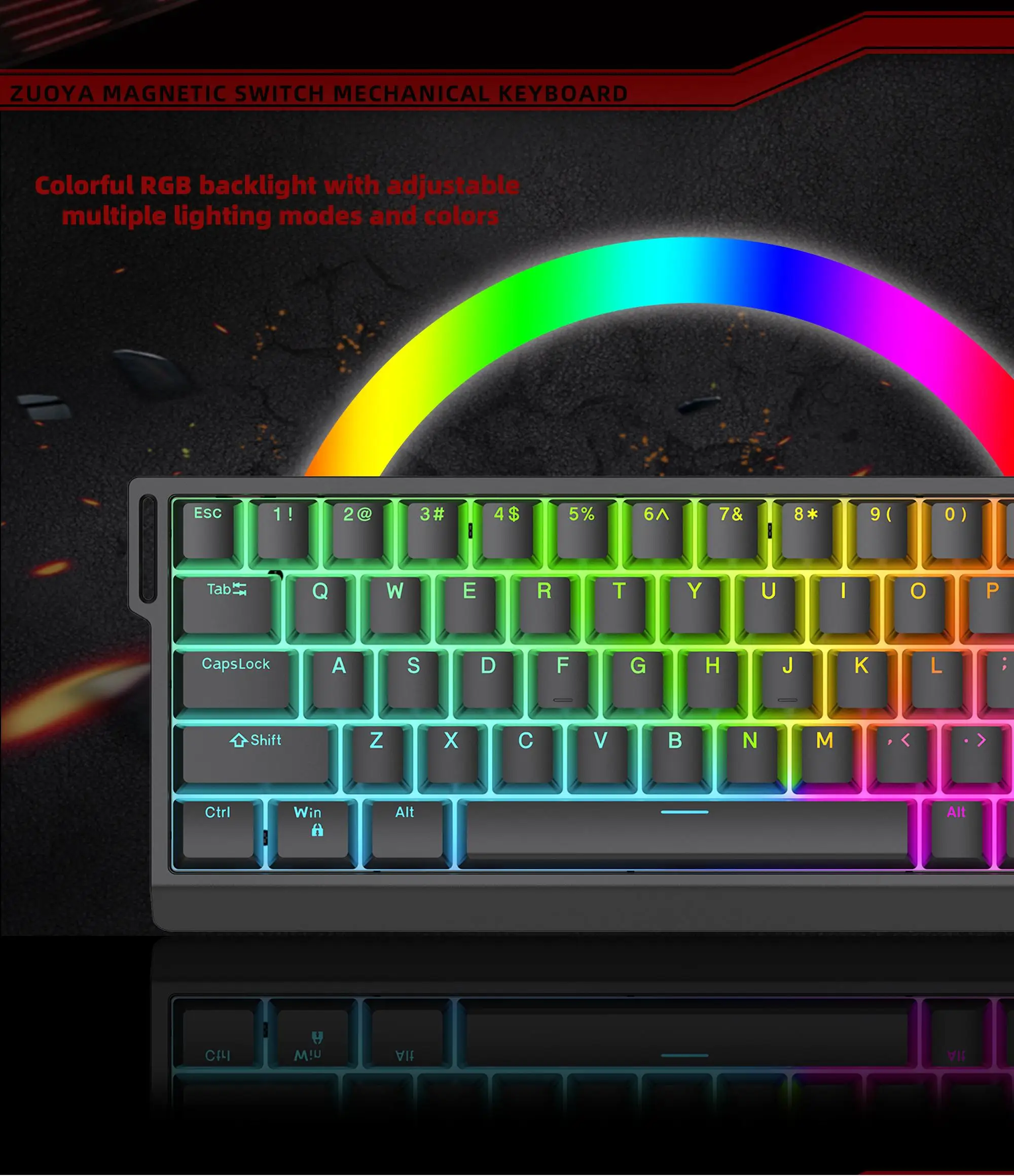 ZUOYA HE30/65 Teclado mecánico de eje magnético con cable 8k disparador rápido retroiluminación RGB teclado personalizado para juegos de deportes electrónicos - imagen 3