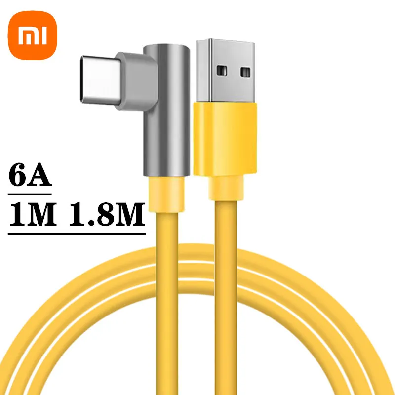 Original Xiaomi 120W 6A Usb tipo C juego Cable de carga rápida codo de 90 grados para Mi 12 11 10 Pro Poco Redmi Note K40 Tipo cargador - imagen 3