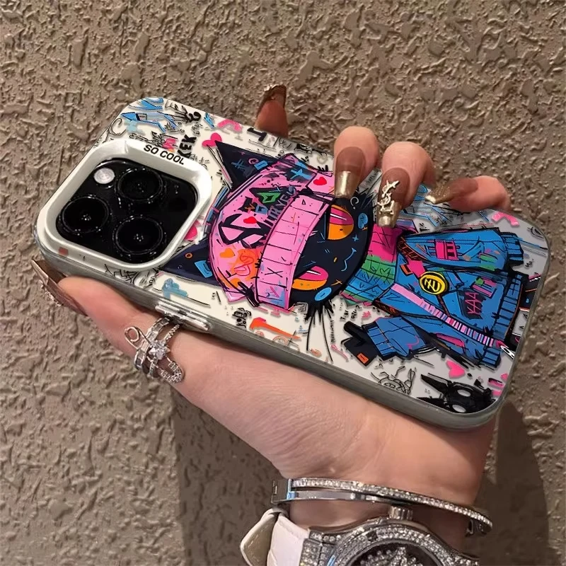 Funda de teléfono con dibujo de colores para iPhone 17 Pro 16 15 14 13 12 11 Pro Max 16 Plus 16E 17 Air XR X, funda trasera a prueba de golpes - imagen 3