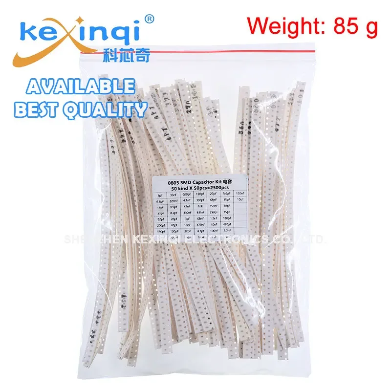 Kit surtido de condensadores SMD 0805, 50 valores * 50 Uds = 2500 Uds. Kit de muestras 1PF-10UF, paquete electrónico DIY, condensador cerámico - imagen 4