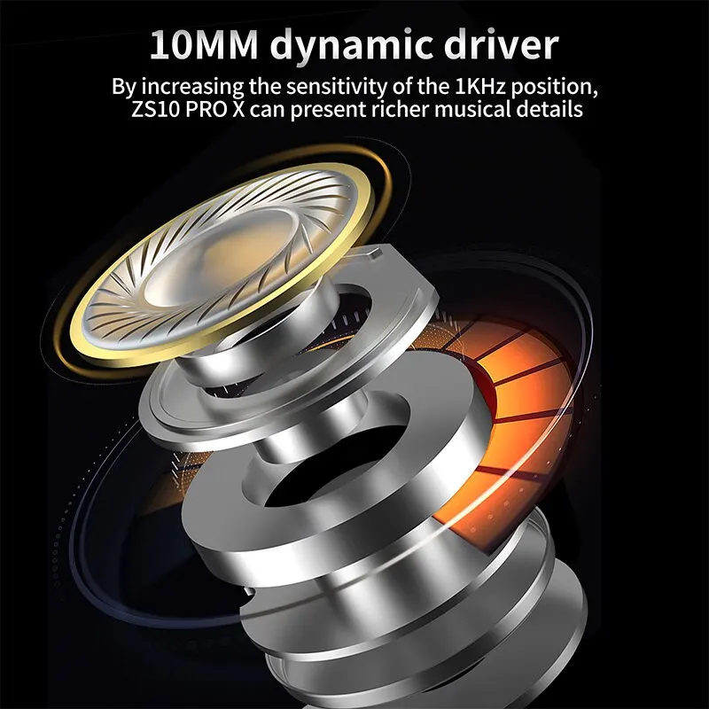 KZ ZS10 PRO X auriculares internos híbridos de Metal de graves HIFI, auriculares deportivos con cancelación de ruido - imagen 5