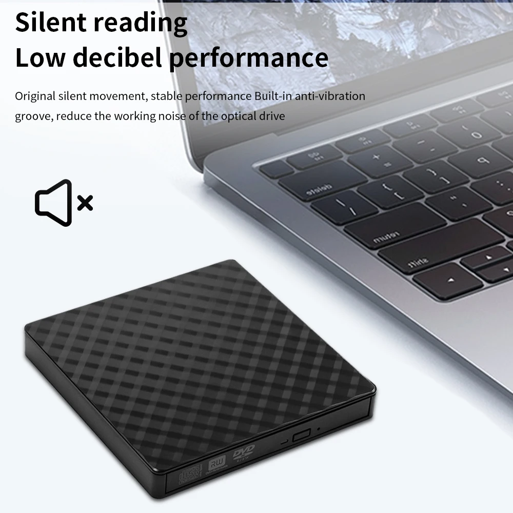 TISHRIC-Unidad óptica externa USB 3,0, Cable tipo C, lector de CD, DVD, reproductor de CD, DVD, RW ROM, Compatible con IMAC, ordenador portátil de escritorio - imagen 2