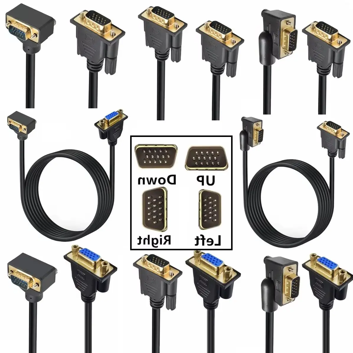 Cable de extensión VGA macho a macho hembra, Cable arriba abajo izquierdo derecho, 0,5 M, 1,5 m, Full HD, Monitor de ordenador y TV - imagen 5