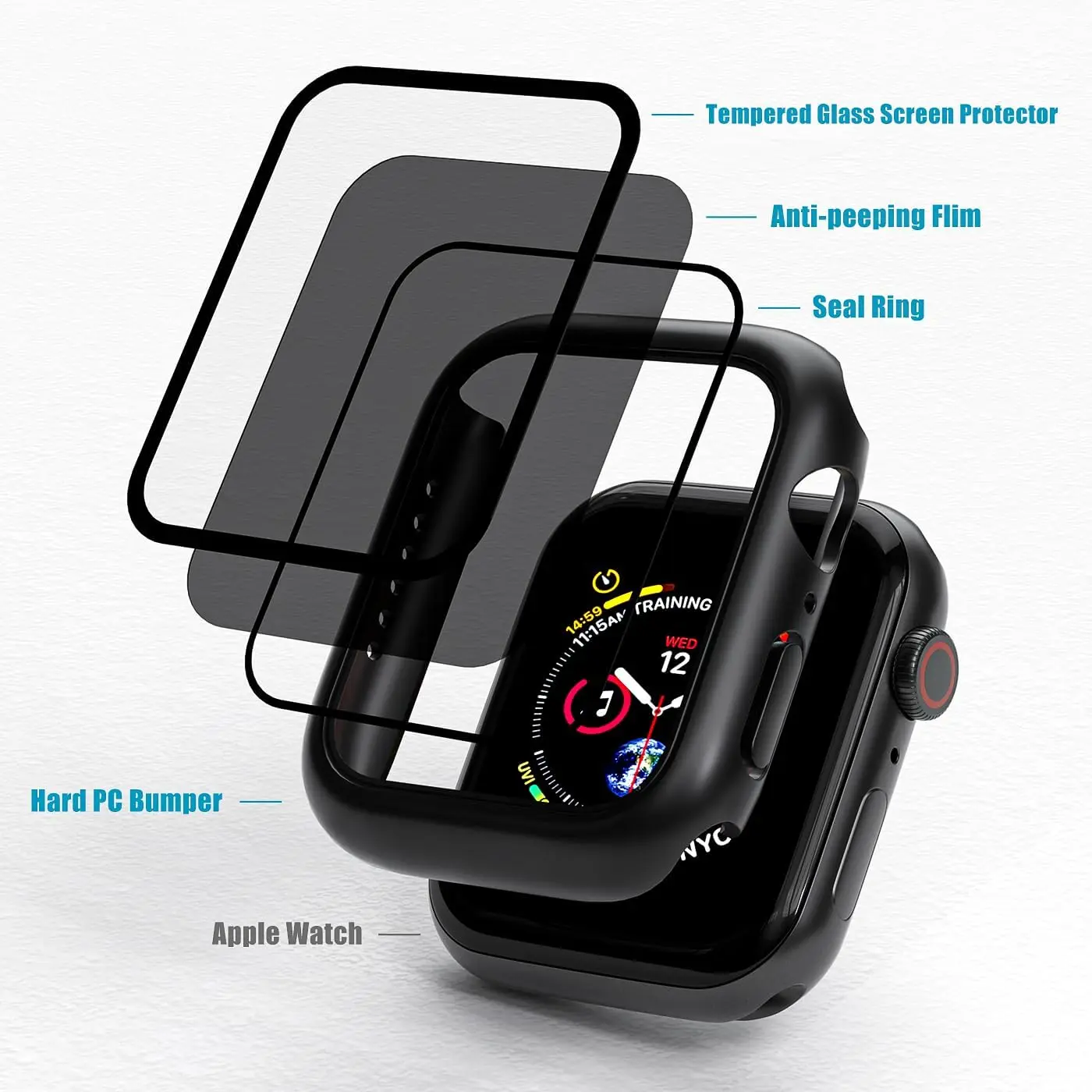 1-2 uds vidrio de privacidad + funda para Apple Watch 10 46mm 42mm cubierta protectora de pantalla antiespionaje templada iWatch series 10 accesorios - imagen 5