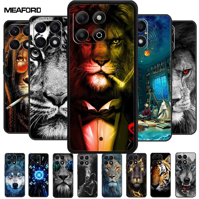 Para Honor X6B funda suave impresa León Lobo TPU funda de silicona para Huawei Honor X6b funda JDY-LX1 protección HonorX6b fundas para niñas