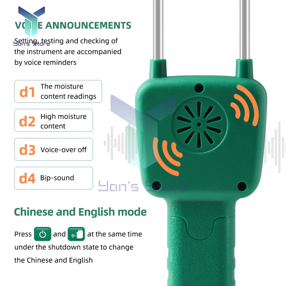 Medidor de humedad de grano YY-1011, probador Digital de contenido de humedad de grano para trigo, maíz, cebada, alimentación, soja, maní, algodón de semillas - imagen 3