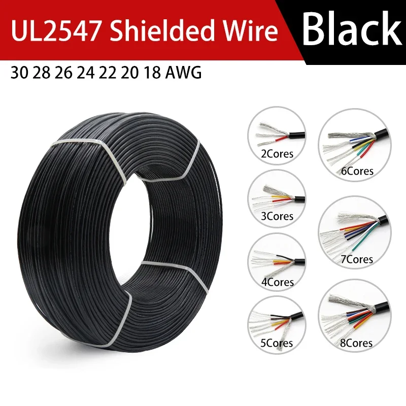 Cable blindado UL2547 de 1 ~ 20m, 30 28 26 24 22 20 18 AWG, canal de Audio 2, 3, 4, 5, 6, 7, 8 núcleos, Control de auriculares, Cable de señal de cobre - imagen 2