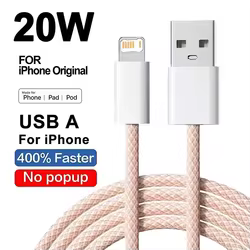 Cable trenzado de carga rápida USB de 1m, 2m, 20W, para iPhone 14, 13, 12, mini, 11 Pro, XS Max, XR X 8, 7, 6, 6S Plus SE, Cables de teléfono de carga rápida
