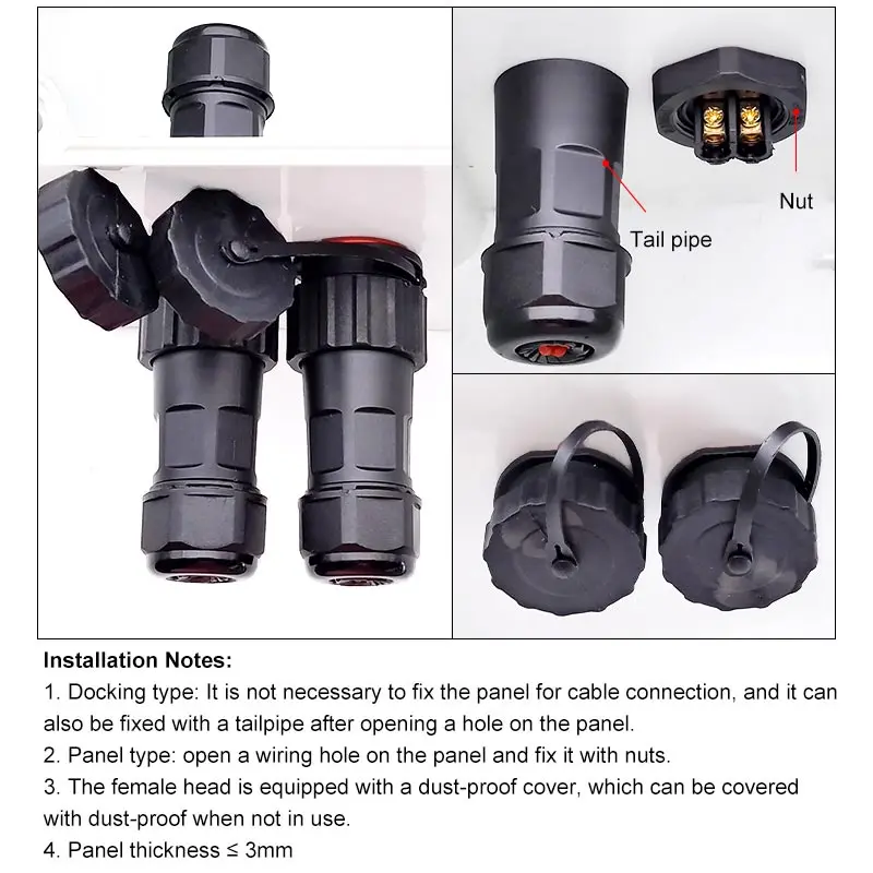 NC20 enchufe de aviación impermeable sin soldadura 2/3/4/5 pines enchufe de conexión de tornillo macho hembra conector de acoplamiento Panel tuerca trasera IP67 - imagen 5