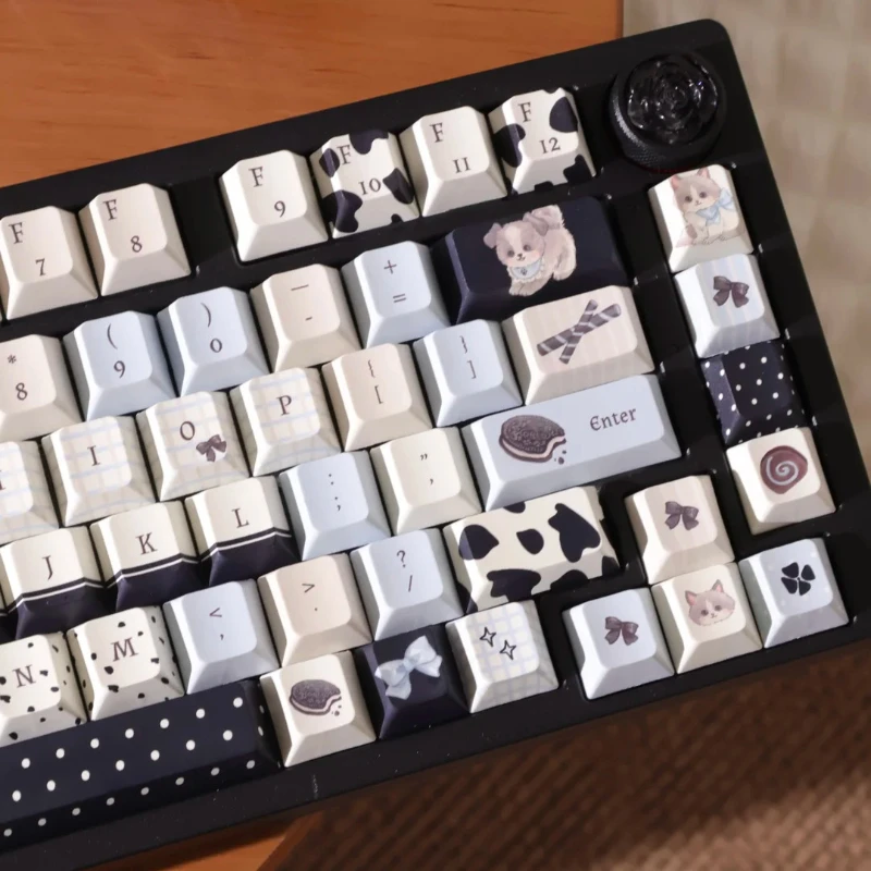 Oli Bubble Cherry Keycaps lindo Oreo galletas azul blanco sublimación Pbt2.25/2.75U barra espaciadora Panda cachorro Alice diseño lindo Keycaps - imagen 3