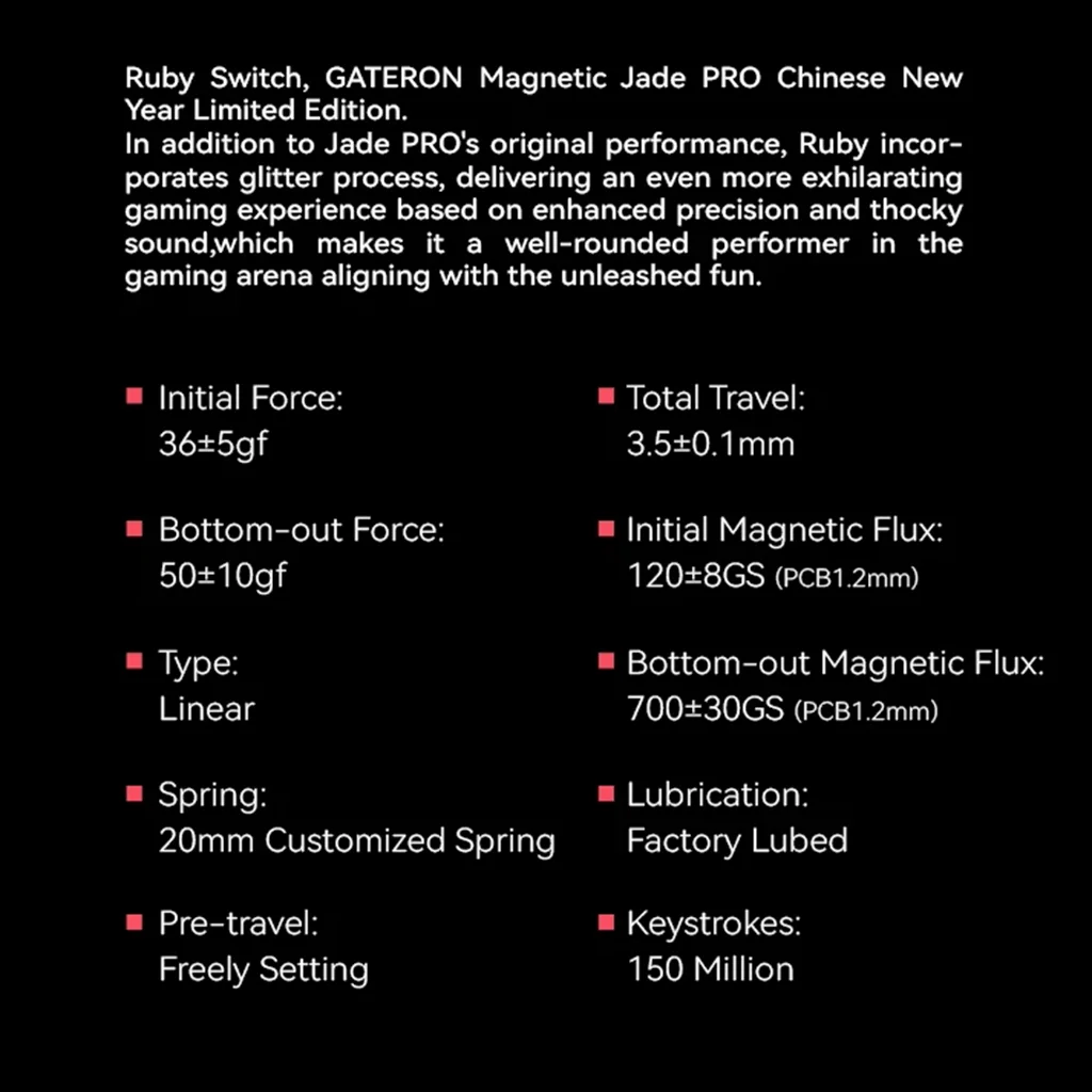 GATERON-interruptor magnético de Jade y rubí, edición limitada, configuración libre, efecto Sensor Hall de previaje, teclado magnético, interruptores para juegos - imagen 5