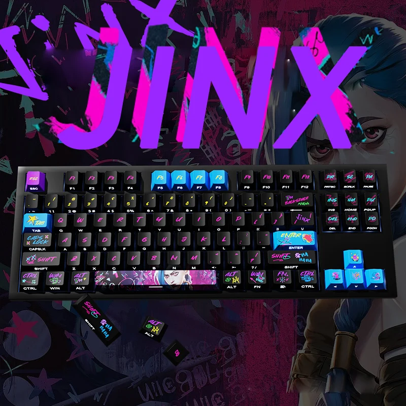 Teclas de teclado Jinx, 125 teclas, teclas personalizadas para juegos por sublimación Cherry Pbt
