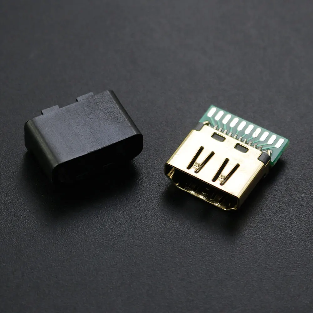 Piezas HDMI A con placa de revestimiento PCB maestro, sellos de cables de unión, Conector de enchufe HD, prueba de asiento hembra, chapado en oro - imagen 3