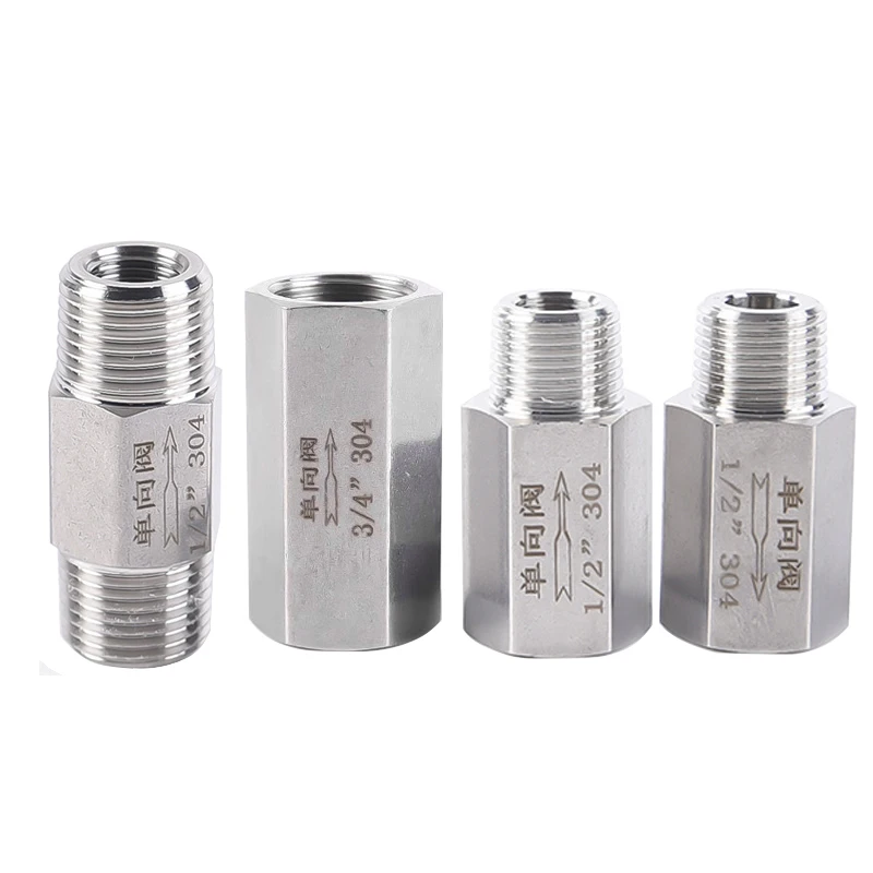 304 Stainless Steel Male/Female Thread PT Thread 1/8" 1/4" 3/8" 1/2" 3/4" Hexagonal Direct Non-Return Inline One-Way Check Valve