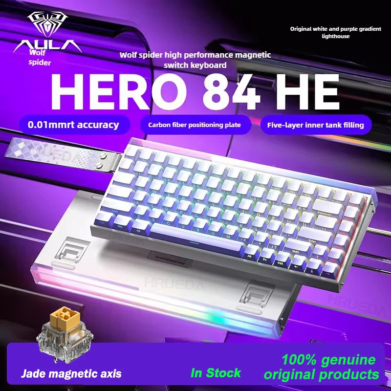 Teclado magnético Original AULA HERO84 8K, disparador rápido de 0,01mm, teclas completas, retroiluminado RGB de intercambio en caliente para juegos, deportes electrónicos - imagen 2