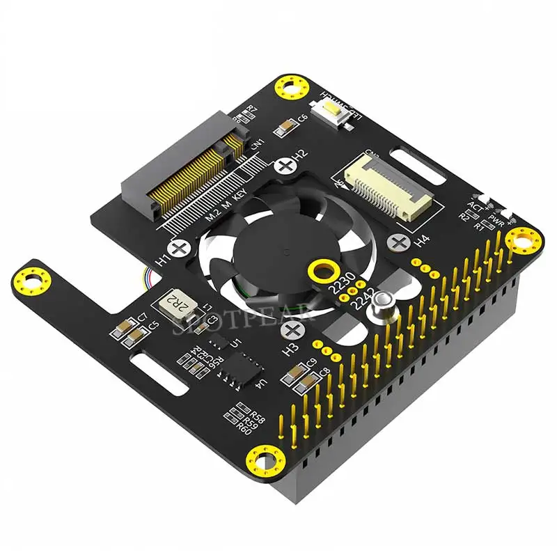 Raspberry Pi 5 PCIe a M.2 NVMe SSD Hat 3 en 1 Gen2 y Gen3 estándar, decoloración automática LED con tamaño de ventilador 2230 2242 - imagen 3