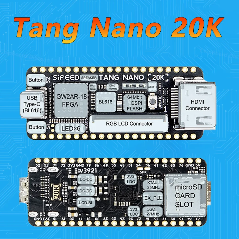 Placa Original Tang Nano 20K FPGA RISCV Linux reproductor de juegos Retro emulador de código abierto Linux MINI GW2AR-18 GOAI Gowin