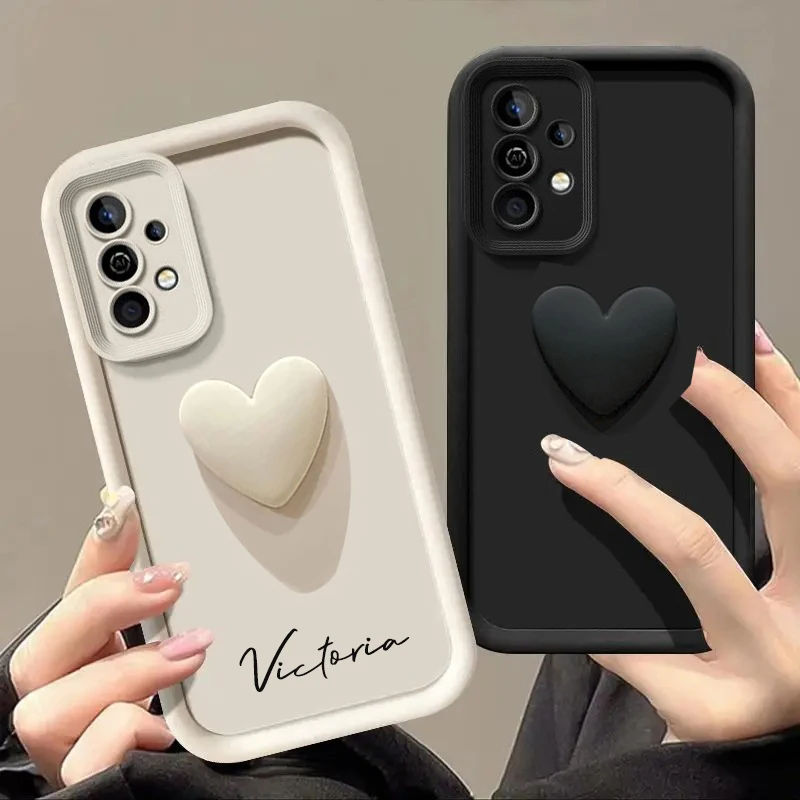 Funda personalizada con nombre 3D de corazón de amor para Samsung Galaxy A51 A52 A53 A54 A55 4G 5G, funda suave de lujo A52S A54 A55 5G - imagen 5
