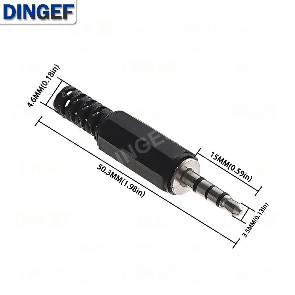 5 unids/lote 3,5mm 1/8 "enchufe estéreo de un solo/doble canal tipo soldadura enchufe macho de Audio 3,5 enchufe 2 3 4 conectores adaptadores de sección - imagen 4