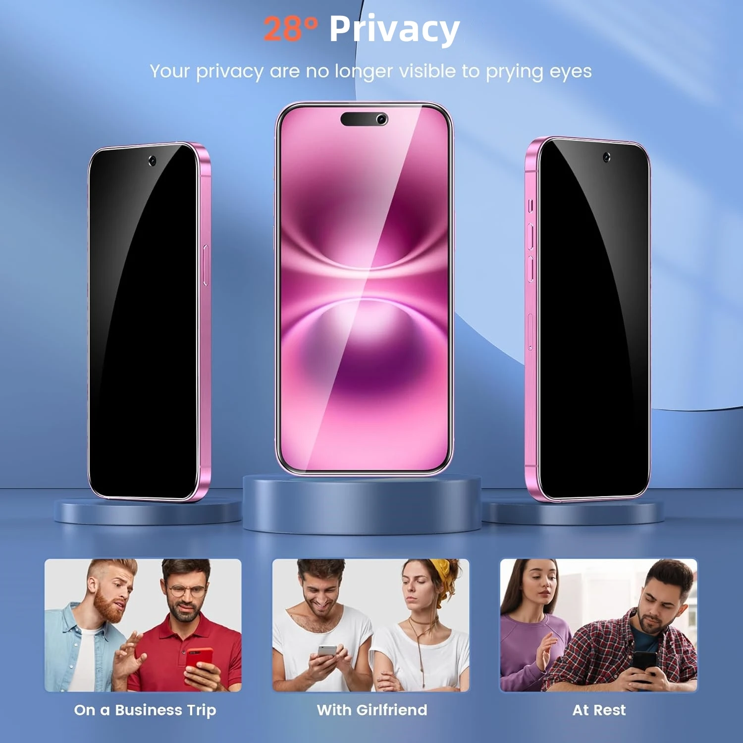 2 uds cubierta completa Protector de pantalla antiespía para iPhone 11 12 13 14 15 16 Pro Max vidrio de protección de privacidad para iPhone 14 15 16 Plus - imagen 5