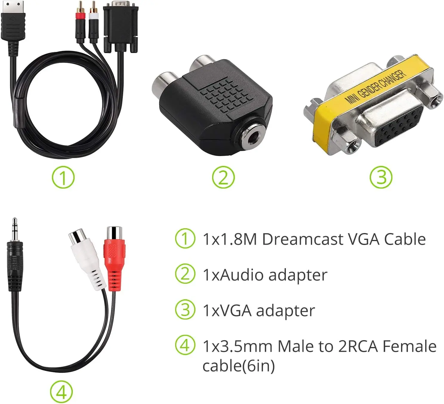 Cable VGA Dreamcast de 1,8 m para cable RCA de alta definición para audio Dreamcast - imagen 4