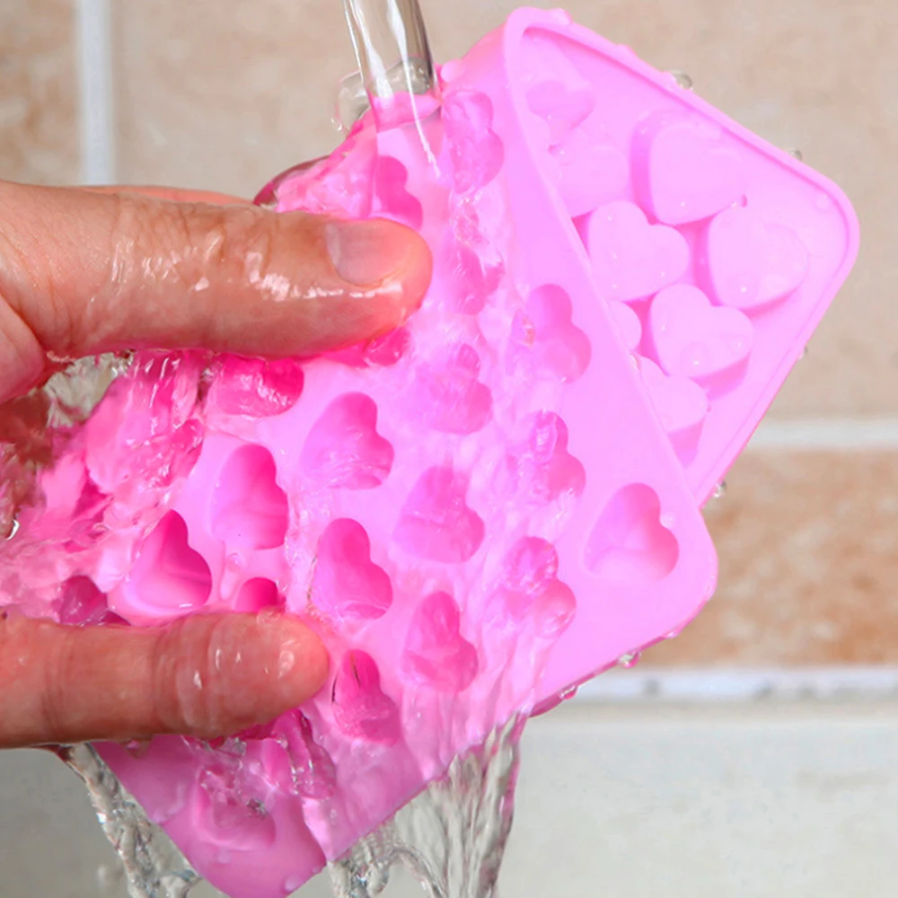 Molde de silicona suave para Chocolate con forma de corazón de amor, 55 agujeros, bandeja para cubitos de hielo, herramienta de cocina para hornear, fácil desmoldar, 1 ud. - imagen 5
