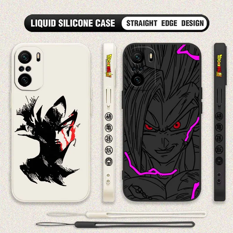 D-Dragon Ball Cool Son Goku Art para Xiaomi Redmi Note 14 13 12 11 10 9 8 Pro Plus 4G 5G cubierta de la caja del teléfono de cuerda izquierda líquida - imagen 2
