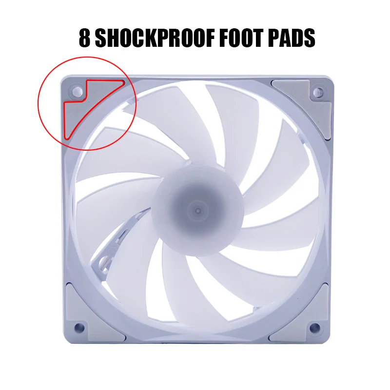 MANMU-ventilador de Pc para videojuegos, ventilador de refrigeración Rgb blanco de 120mm para pc, caja Rgb, ventilador enfriador de Cpu - imagen 5