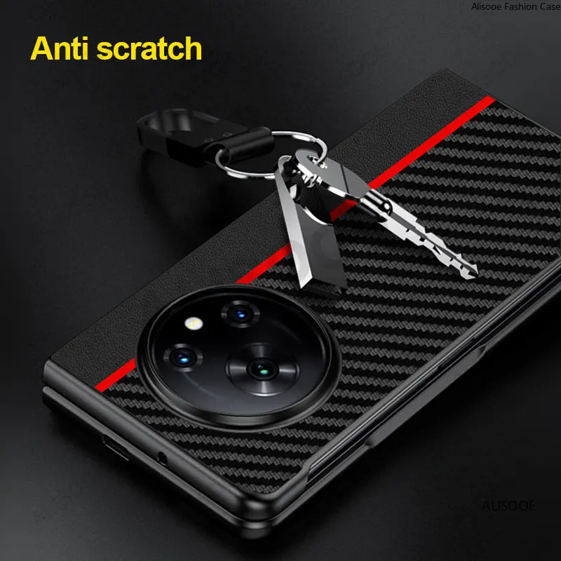 Funda plegable para Tecno Phantom V, cubierta trasera de cuero PU con textura de fibra de carbono, a prueba de golpes, protección 5G - imagen 4