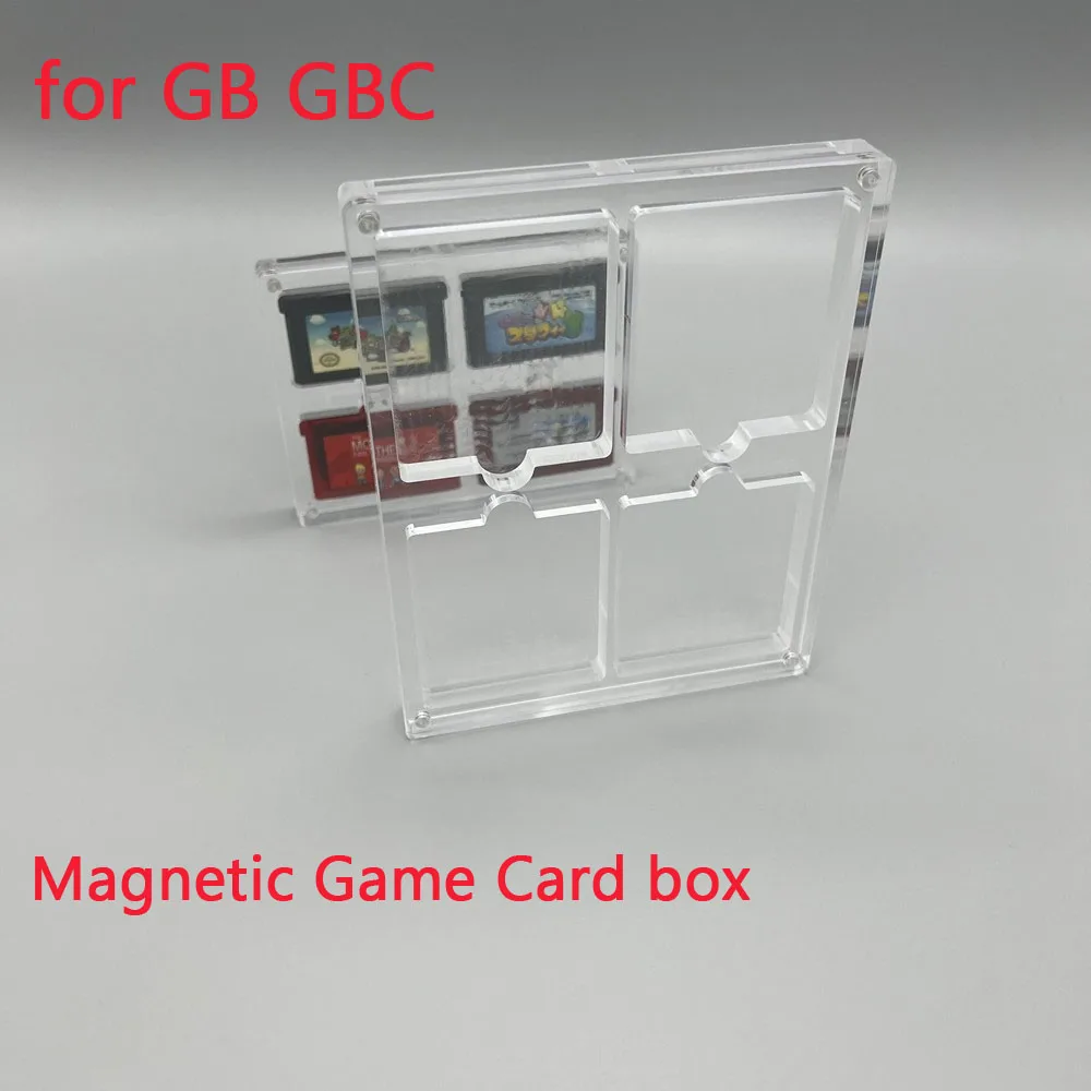 Cubierta de succión acrílica magnética de alta transparencia 4 en 1, caja de almacenamiento para juegos, carcasa dura para cartucho para GameBoy GB GBC