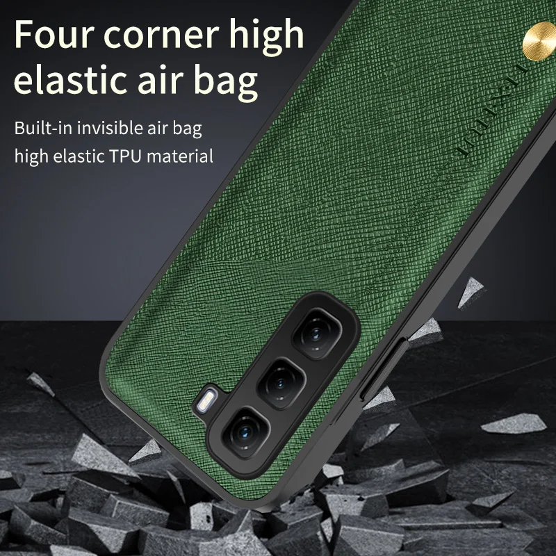 Funda para Infinix Hot50 Pro + patrón cruzado de moda cubierta magnética de estilo empresarial para coche incorporado para Infinix Hot 50 Pro Plus parachoques - imagen 5