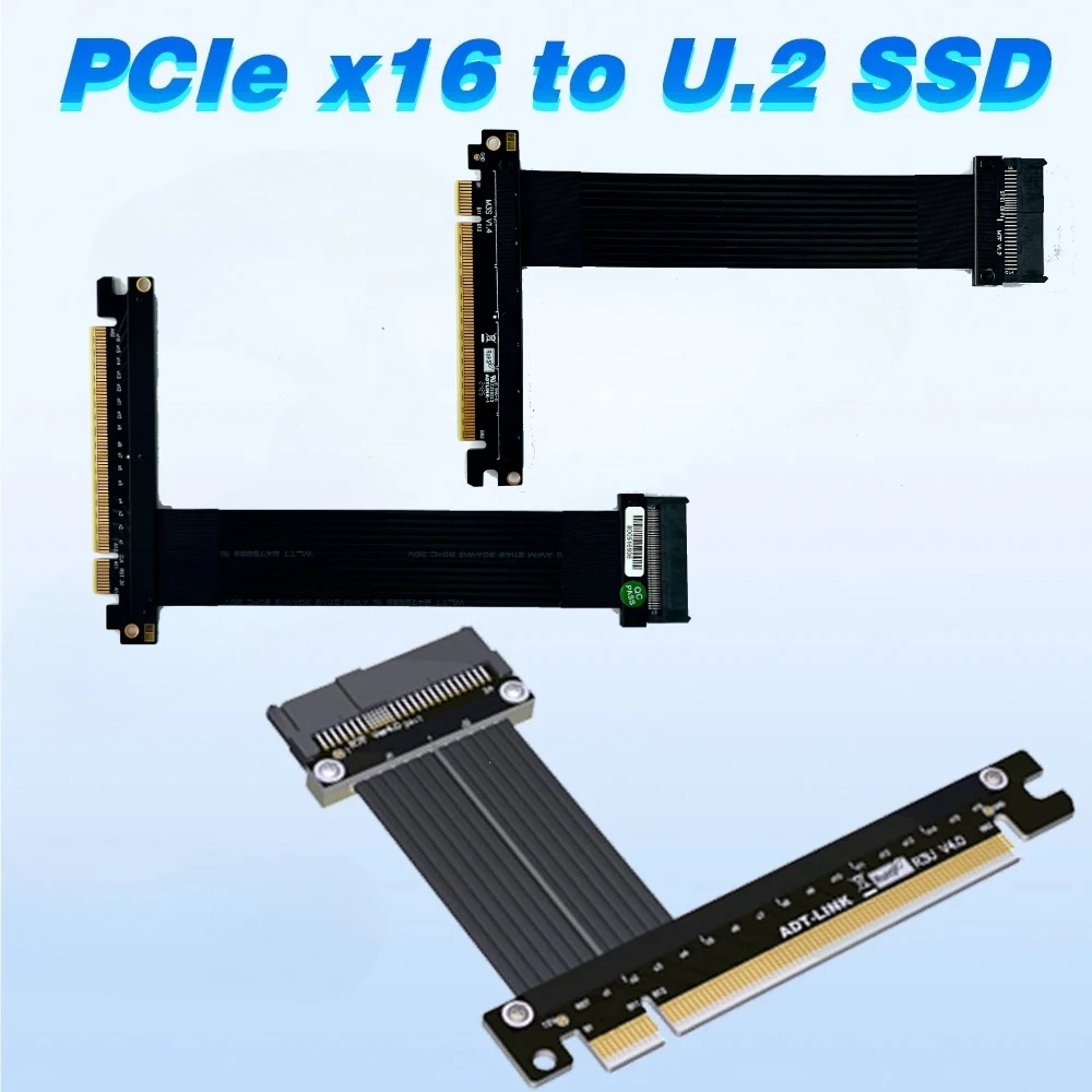 PCIe 4,0x4 U.2 SSD ranura SFF-8639 a PCIE 4,0x16 Cable de extensión extensor de datos para U.2 NVMe SSD disco duro Gen4 tarjeta elevadora Intel - imagen 2