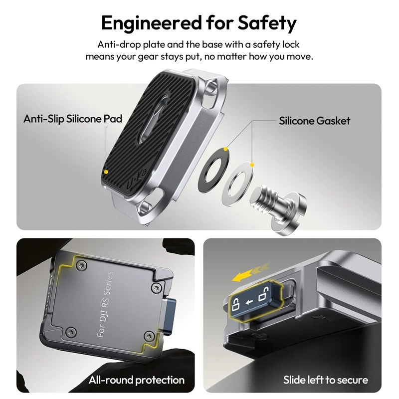 Ulanzi C061 Uka Kit de liberación rápida Compatible con placas QR Uka F38 para DJI RS 2, RS 3, RS 3 pro,RS 4, RS 4 pro, RS 4 mini - imagen 5