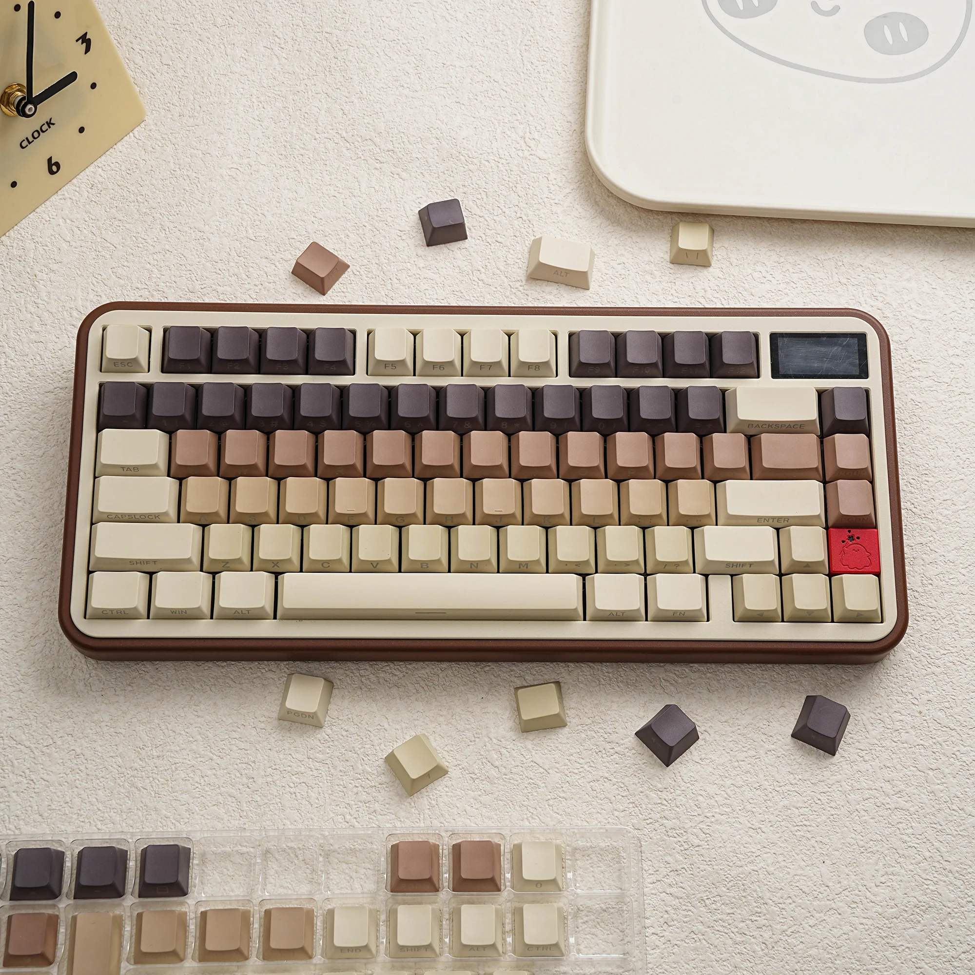 JCM Coffee Keycap Dye-Sub iluminación lateral perfil de cereza alemán/coreano/español/francés/japonés/árabe/Ru para teclado mecánico