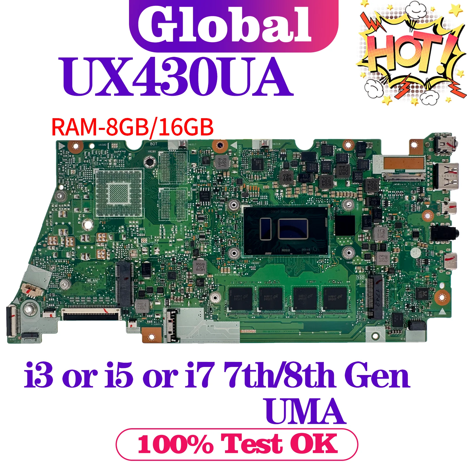 Placa base KEFU UX430UN para ASUS UX430 UX430UQ RX430UQ BX430UQ RX430UN BX430UN UX430UNR UX430UA placa base para ordenador portátil - imagen 2