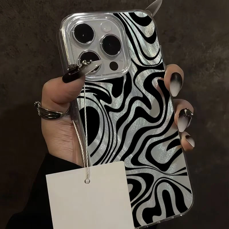 Funda de teléfono con patrón de rayas negras para Xiaomi Redmi Note 14 Pro Plus 5G 13 12S 12 11 10 Redmi 14C 13C, funda trasera de parachoques a prueba de golpes