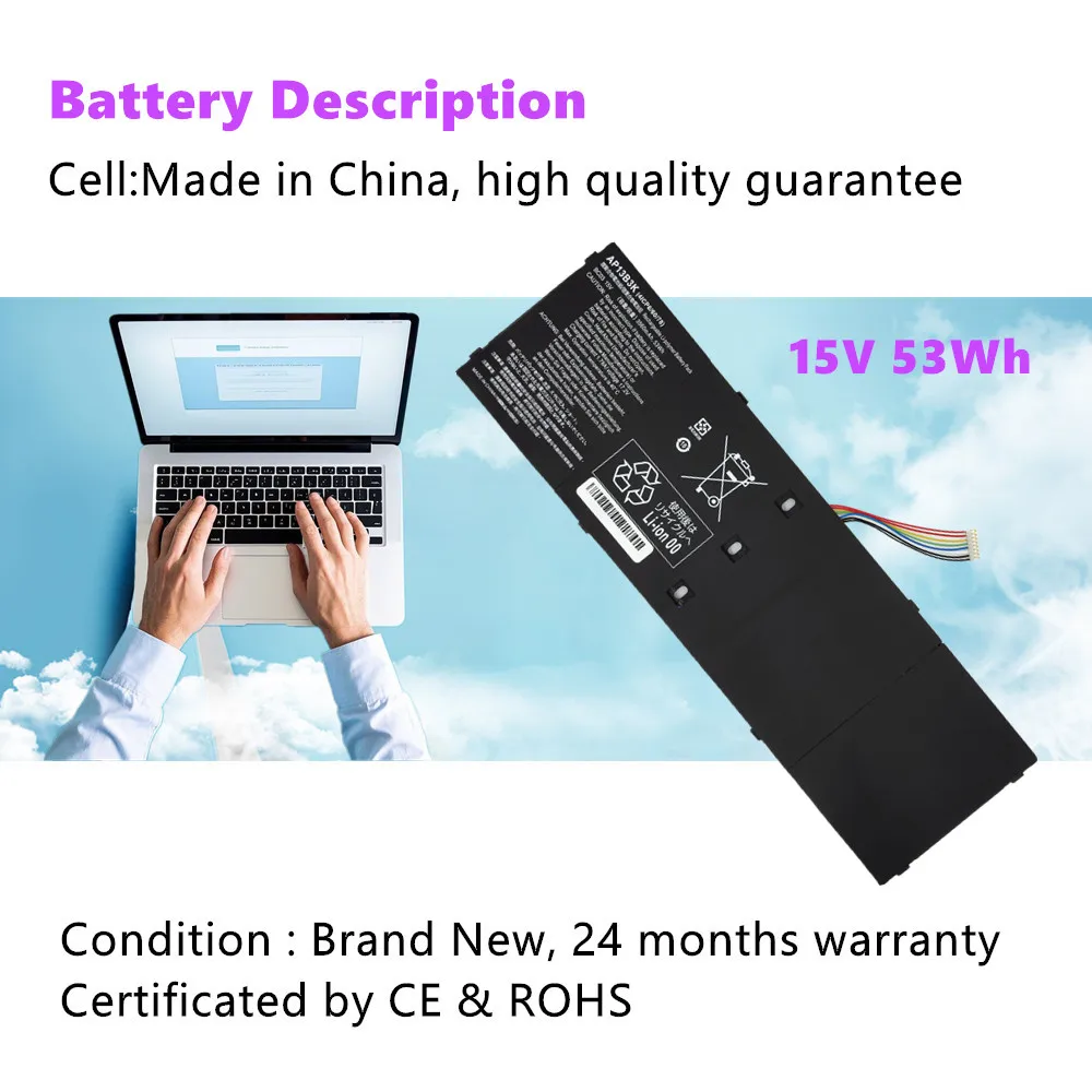 Batería para portátil ACER Aspire M5-583, M5-583P, R7-571, R7-571G, R7-572, R7-572G, V5-452, V5-452G, AP13B3K, AP13B8K - imagen 4