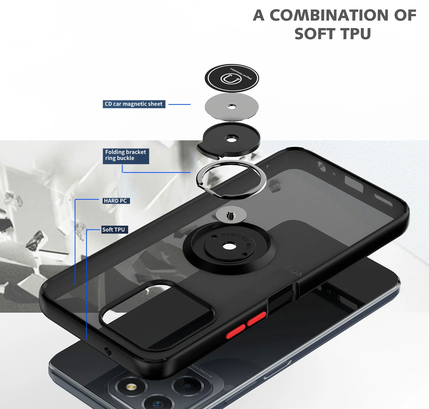 Armadura mate funda para huawei honor X8 5G X6 cubierta anillo soporte magnético a prueba de golpes cámara proteger anillo soporte Coque - imagen 2