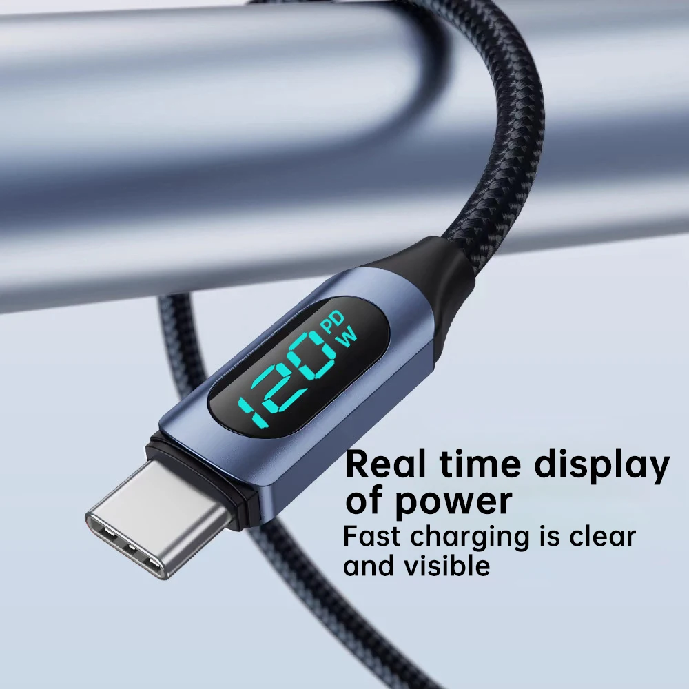 NNBILI 120W Cable USB tipo C para Huawei Honor Xiaomi Samsung 100W súper carga rápida USB C a USB C Cable de datos Cable - imagen 4